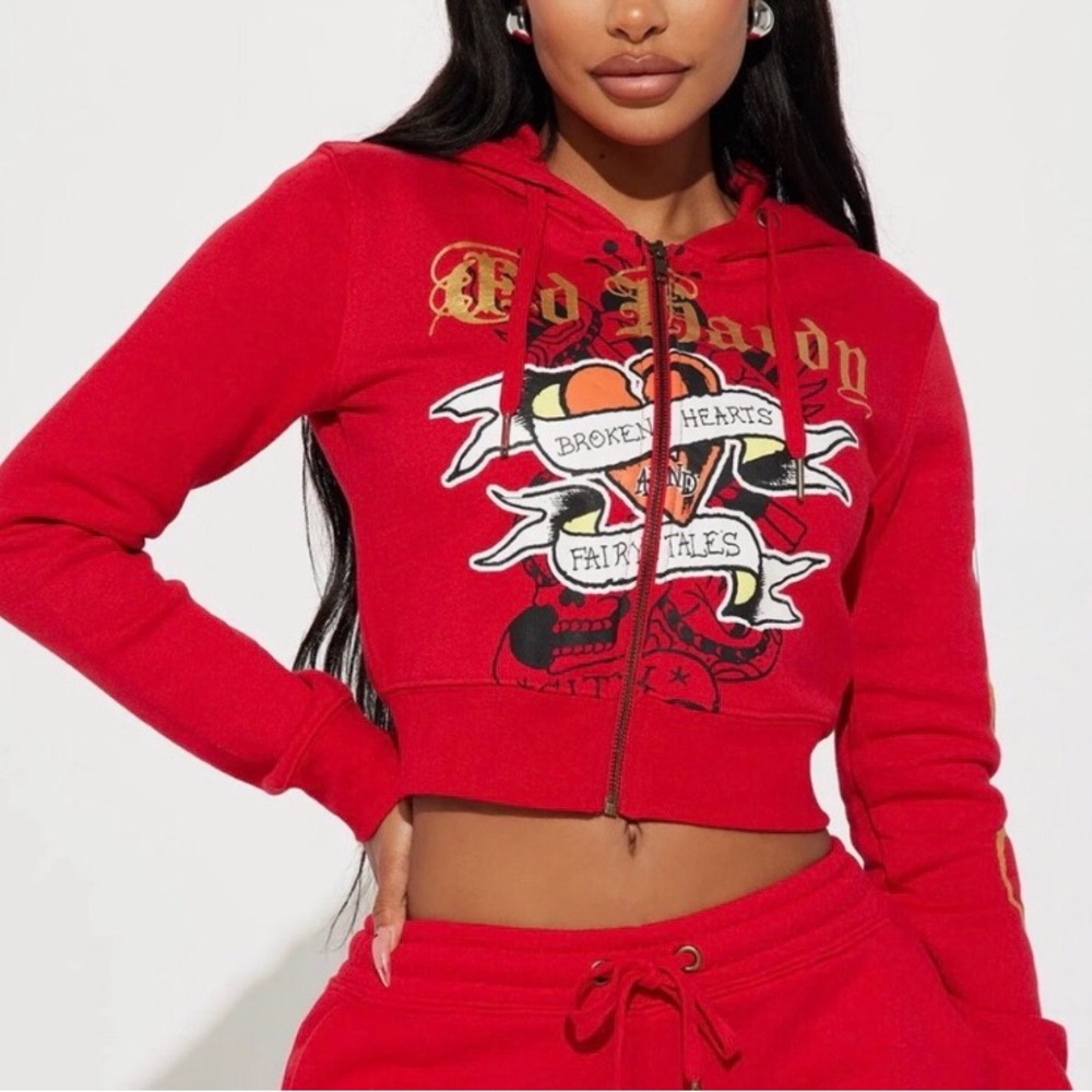 Ed Hardy - Broken Hearts Cropped Hoodie